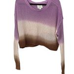 Aerie Offline Ombré Open Knit Crop Sweater Size MEDIUM Purple Pink/Cream Brown Photo 0