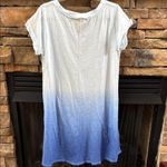 Umgee Blue Ombre Gradient Dip Dyed A-Line Tee Shirt Dress cotton oversized S Photo 1