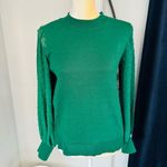 CeCe  Clip Dot Sleeve Sweater, Holiday Christmas Party Top, Green, Size Small NWT Photo 4