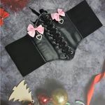 Gothic Lolita Goth Pastel Bows Hearts Kawaii Corset Belt Black Photo 1