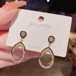 Elegant Double Circle Dangle Drop Hoop Earrings for Women Gold Photo 3
