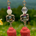 Artisan  Red Buddha Holiday Season Earrings Photo 0