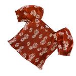 Madewell  Georgette Lucie Floral Smocked Top‎ Square Neck Puff Sleeve Rust Size M Photo 15