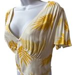 Madison & Berkeley Anaya Flutter Sleeve Midriff Leaf Print Size Medium Top Photo 9