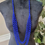 Women's Royal's Deep Blue Velvet Chain Necklace Long Layered Statement Jewelry Photo 0