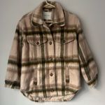 American Eagle  Womens Faux Fur Plaid Oversized Shirt Jacket XS ♦️ Photo 0