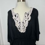 Byer California B•Wear Black Top with White Crochet Neckline detail size XL Photo 2