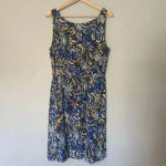 Anthro Moulinette Soeurs Oak Apple 100% Silk Dress Size‎ 12 Blue Photo 5