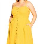 City Chic Yellow Sleeveless Scallop Button MIDI Dress Plus Size XSmall NWT Photo 1