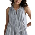 Quince  Size M 100% European Linen Sleeveless Swing Dress Blue Pinstripe Photo 2