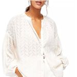 Free People  White Maddison Eyelet Blouse - Size - Large Photo 0