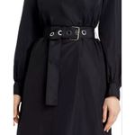 Lafayette 148 New York Porter Belted Dress Medium Long Sleeve Collared Black Photo 5