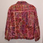 Vintage Bright Pink Ribbon and Sequin embellished Jacket multicolor wearable art Size XL Photo 6