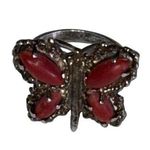 Antique South Western Coral Stone Butterfly Ring size 7.5 Red Photo 0