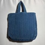 Quilted Patchwork Tote Bag Blue Floral Corduroy Shoulder Bag Cottage Boho Photo 1