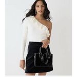 J.Crew Womens Ribbed Ruffled Neck One Shoulder Top Blouse Black Size Medium NWT Photo 1
