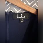 Lulu's | Romantic Moves Navy Blue Velvet Long Sleeve Romper, Size XS Photo 6