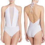 NWT Ted Baker Mesh Panel Halter Top One Piece Swimsuit in White, US 8 White Photo 1