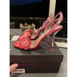 Betsey Johnson  Ainsleyy Women's Heeled Sandals Shoes Size 9 Red Multi Floral‎ Photo 2