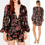 For Love & Lemons ‎ Morrison Mini Dahlia Floral Dress Black Sequin Size XS Photo 2