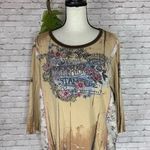 Vintage Y2K Vanilla Sugar Wild West Lace Panel Graphic Tee Tan Size 1X Photo 1