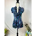 HeartSoul Y2K Baby Doll Ruffle Short Sleeve Top Blue Multi M Size M Photo 4