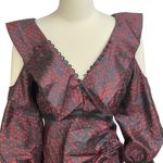 Beulah Red Black Stunning Runway Ruffle V-neck Dress Size L Photo 2