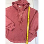 New in Hooded Pullover Top Button Detail Drawstring Coral Pink Casual Comfy M Size M Photo 3