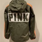 PINK - Victoria's Secret PINK Victoria’s Secret Green & Gray Lightweight Jacket Full Zip Pockets EUC XS/S Photo 2