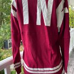 PINK - Victoria's Secret Victoria’s Secret PINK Crimson Red Varsity Crew French Terry Pullover Sweatshirt Photo 3
