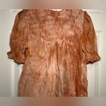 Anthropologie By the River Size Small Orange Peach High Neck Smocked Fall Blouse Photo 3