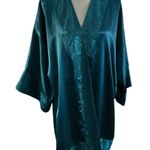 Victoria's Secret Vintage 90s Victoria’s Secret gold label satin kimono robe peacock blue one size Photo 0