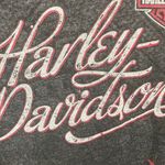 Harley Davidson Womens 1X Wide Neck Tee Biker Metallic Motorcycle Grunge Flames Photo 2