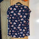 Pleione  Floral Blouse - Navy and Coral Photo 2