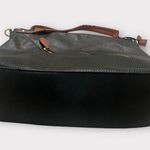 NWOT. Large Black Faux Leather Purse with Brown Straps Photo 2