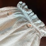 In Loom Flowy Pale Blue Puff Sleeve Floral Embroidery Peasant Top Buttons Size L Photo 6