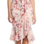 Eliza J  Pink Floral Ruffle Chiffon Midi Dress, 14 Photo 0