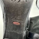 Clarks  Artisan Active Air Black Leather Tall Knee High harness Heel Boots sz 8.5 Photo 9
