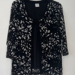 Emma James  Black and Gray Floral Blouse Sheer‎ Overlay Cardigan M Photo 0