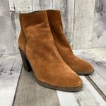 ALDO Suede Boots 8.5 Tan Leather Zipper Ankle Chunky Heel Western Boho Casual Photo 1