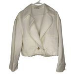 Mango MNG Suit Women's Off-White Cropped Textured Jacket Size S/M Photo 0