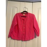 Sigrid Olsen Pink Linen Blend Button Front V-Neck Shirt Top Womens XL Photo 1