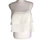 Tobi  White Layered Ruffled Adjustable Tie Strap Cropped Blouse Photo 2