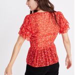 Madewell  Red Tiered-Sleeve Peplum Top Photo 3