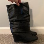 Black Wedge Boots Size 7.5 Photo 2