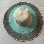 The Limited  Blue Tan Black Woven Paper Hat Sun Beach Circle‎ Photo 0