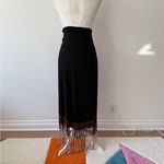 Elegant Unique Black and Brown High Low Ombre Fringe Jersey Fabric Skirt Sz XL Photo 2
