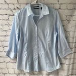 Eddie Bauer  Women’s Blue Striped Collared Button Down Shirt Photo 1