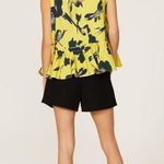 Jason Wu RTR Floral Sleeveless RuffleV Neck Top Tie Straps 10 Yellow Navy Blue Photo 4