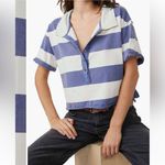 We The Free Free People Cleo Stripe Crop Polo Shirt Photo 1